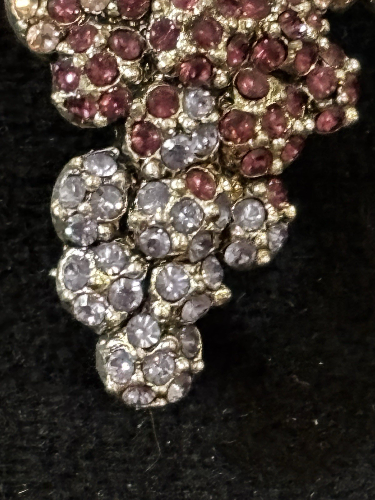 Vintage Monet Grape Cluster Brooch Rhinestone Berry Gold Tone Signed 1.25”