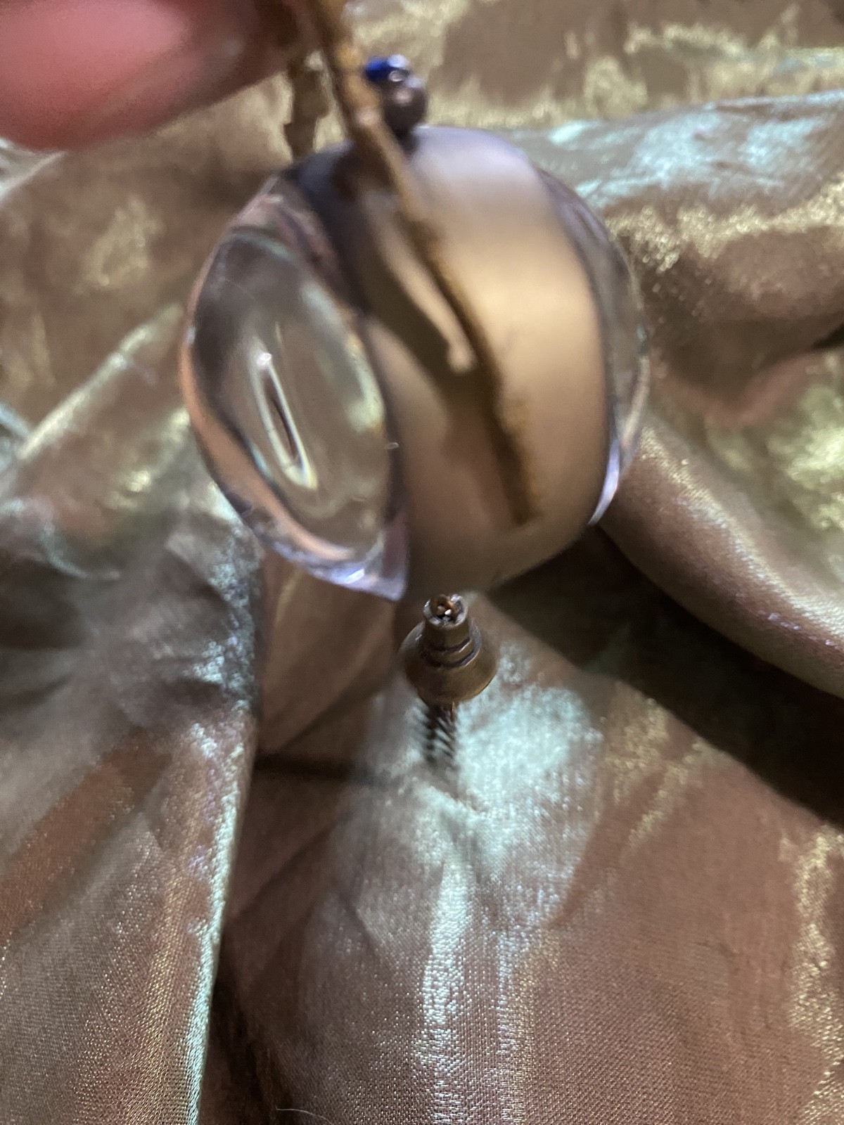 Glass globe pendant watch clock brass tone metal tassel / NOT working