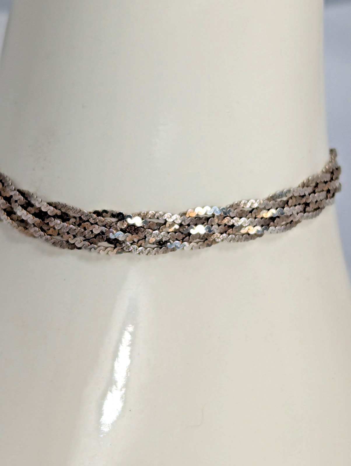 Five Strand Sterling Silver Chain Braided Bracelet MC47 MEX 925 Vintage 7″