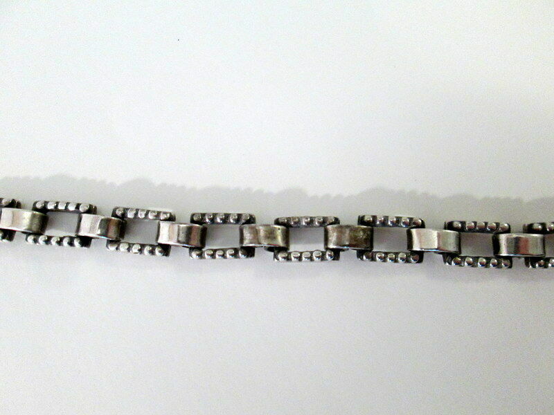 Early Vintage Signed Stamped Los Castillo 387 Sterling Silver Necklace Chain 55g