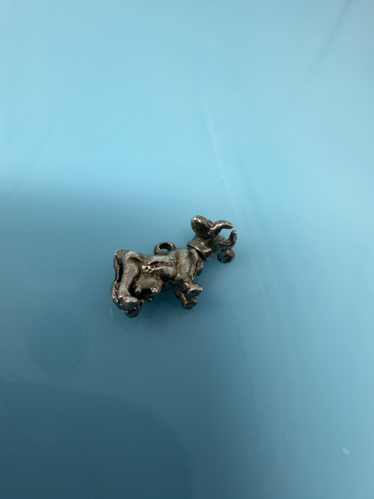 Vintage Solid Sterling Silver Cow Moving Head Bracelet Charm Pendant 3.4g