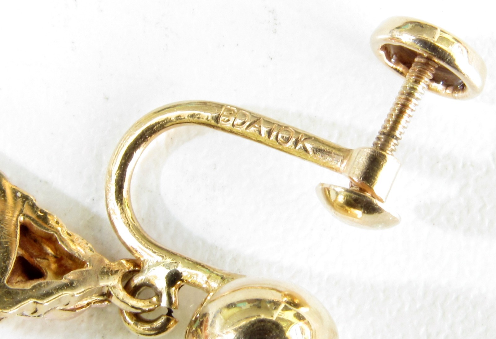 10K Gold – BDA Cameo Tear Drop, Screw Type Earrings – FREE Shipping!