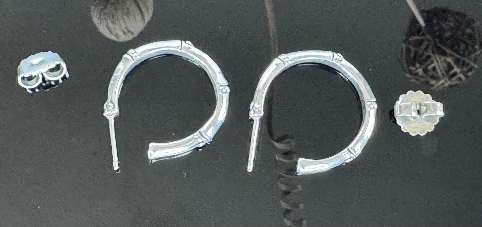 Vintage John Hardy Bamboo Hoop Earrings 925 Sterling Silver 1” JH
