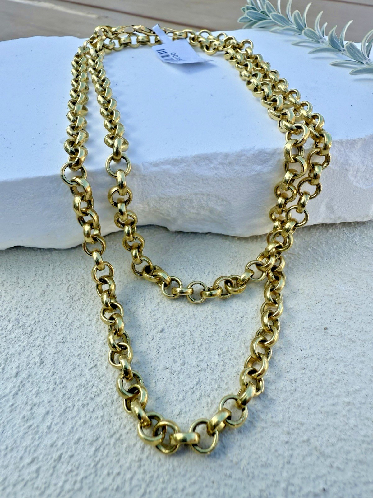 Men’s 18K Yellow Gold Double Link Chain Necklace 750 Heavy 24” Rolo Chain