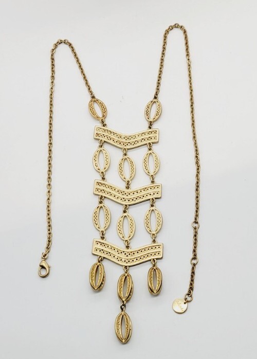 STELLA & DOT Kimberly Pendant Necklace Gold Tone Statement