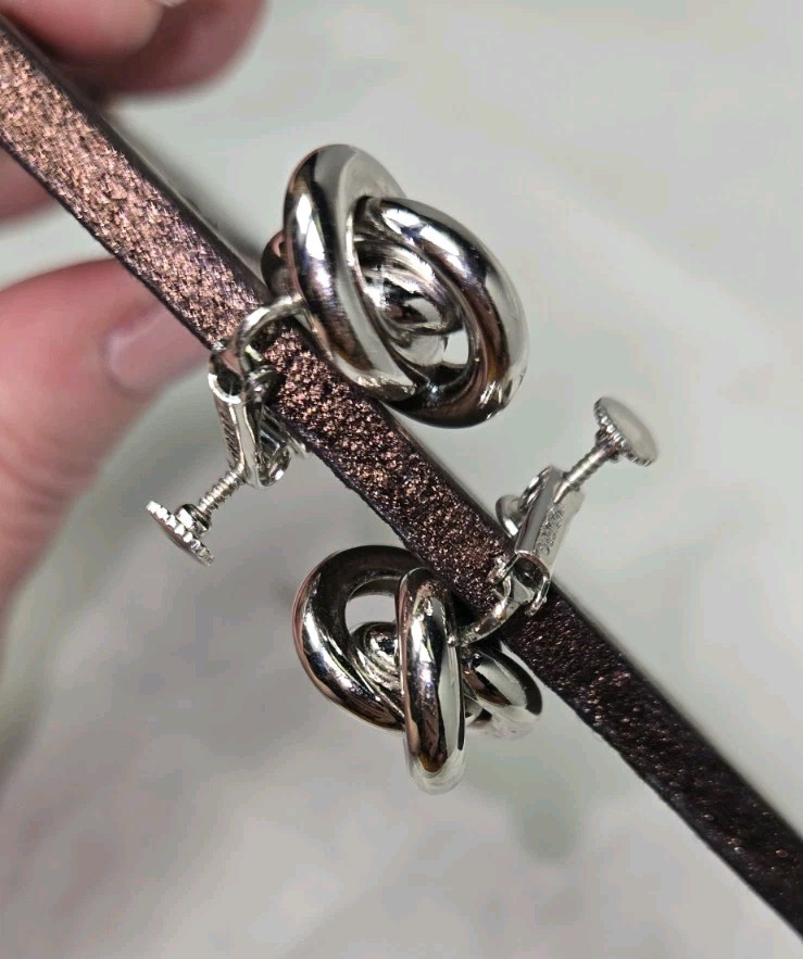 Vintage Knotted Screw Back Earrings 1960’s Hollywood Glam