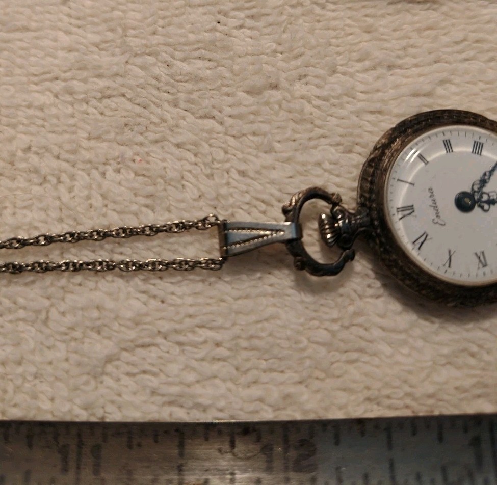 Vintage Endura Watch Pendant Necklace Swiss Made NOT RUNNING UNTESTED 24″