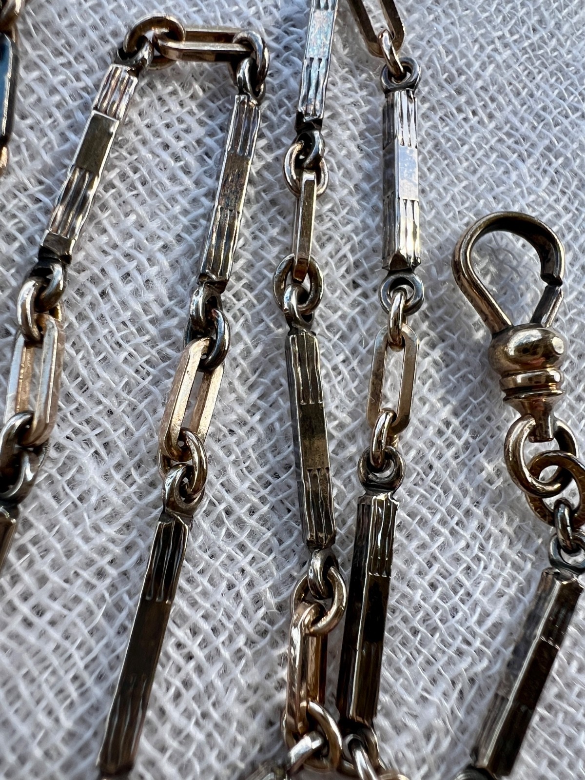 Antique CAM & Co Gold Filled Two Tone Watch Chain Dog Clip 13.25″