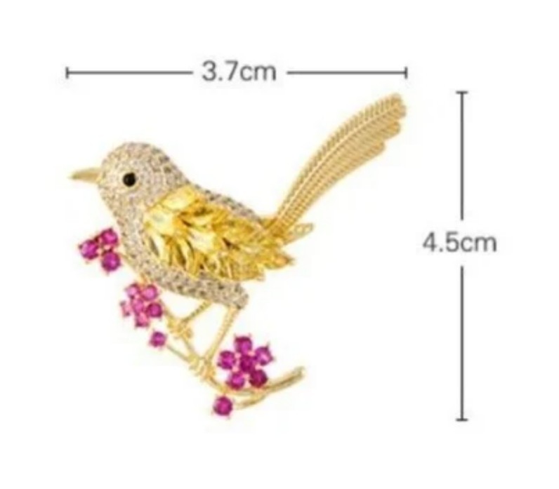 Gorgeous Rhinestone Bird Brooch Gold Plated