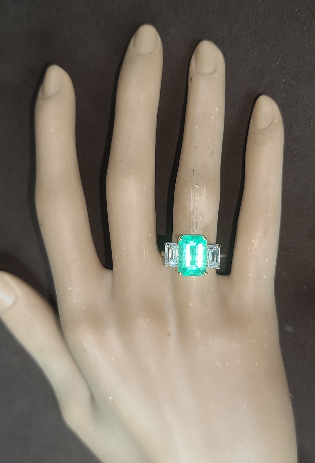 Vintage 14k Yellow Gold Engagement Ring3.02ct.Natural Colombian Emerald GIA Cert