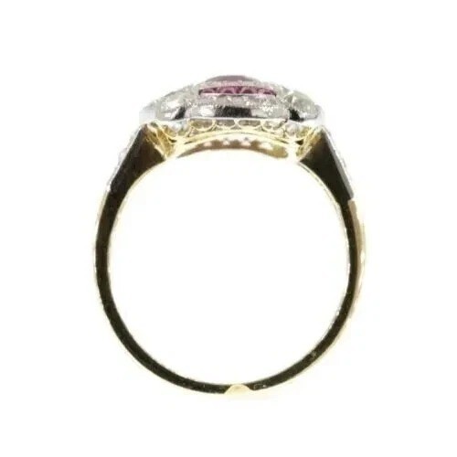2.95Ct Art Deco Style Red Lab Created Ruby Engagement Wedding 14K Gold FN Ring