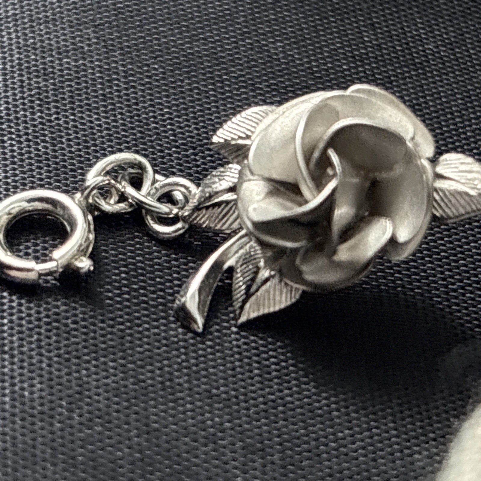 Vintage Sterling Silver Flowers Bracelet Six Roses Signed AC Estate 12g 6.8”