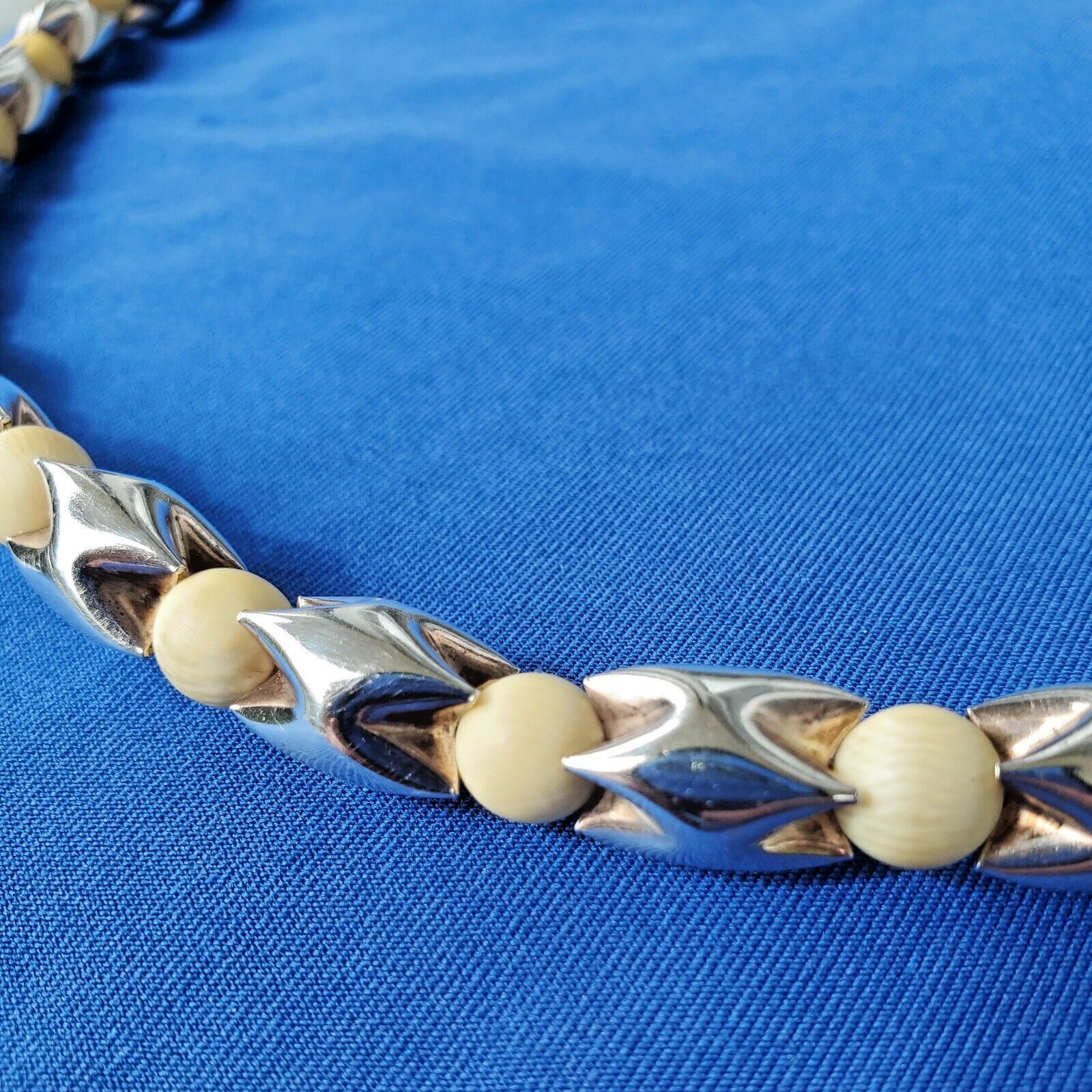 Original STERLING SILVER 925 Deco Necklace 64 Gr Vintage Designer Chain 24″ inch