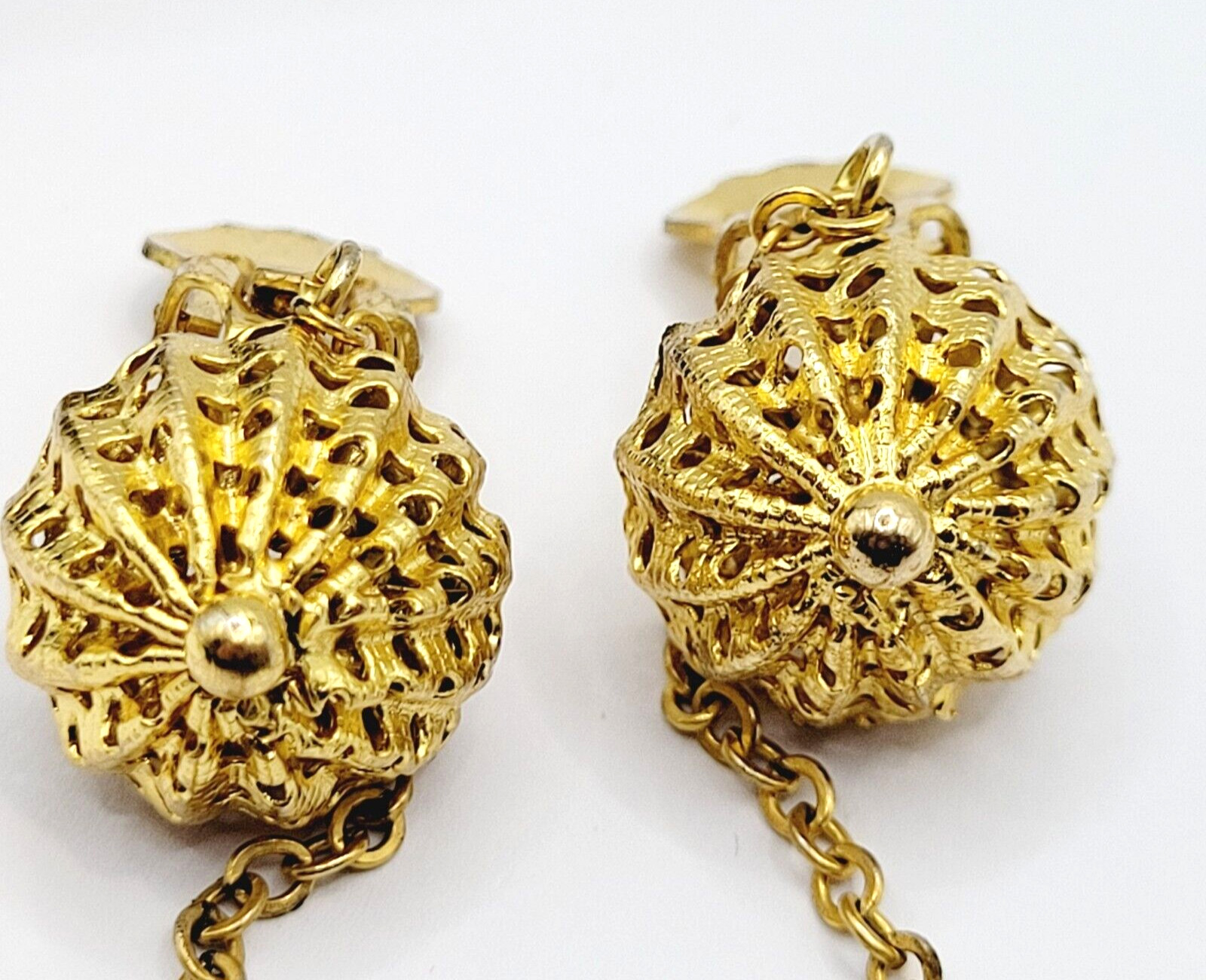 DeNicola Black Ball & Chain Long Drop Dangle Runway Gold Tone Clip On Earrings