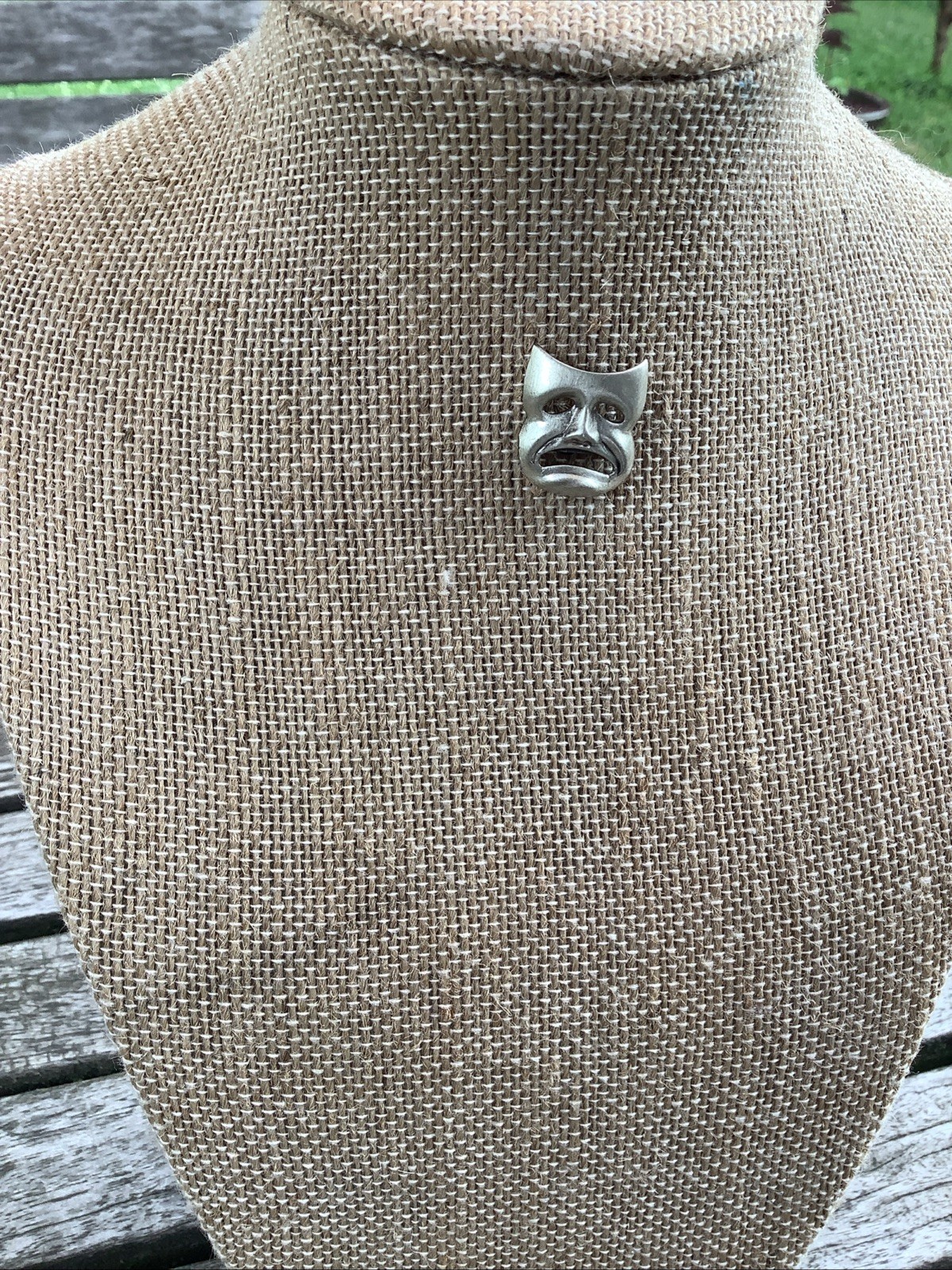 Vintage Mini Silver Mask Whimsical Pin Brooch