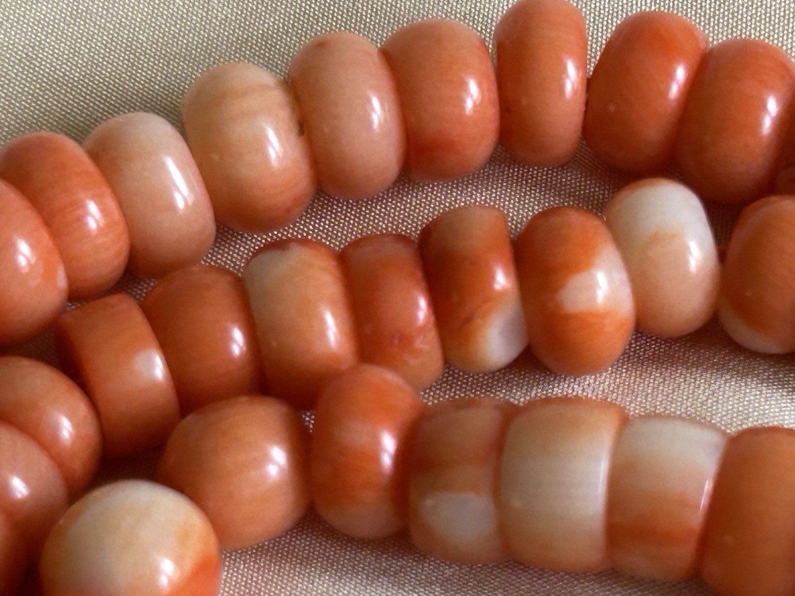 Vintage Natural Mediterranean Coral Necklace 113 Rondelle Beads 9-10mm 25”