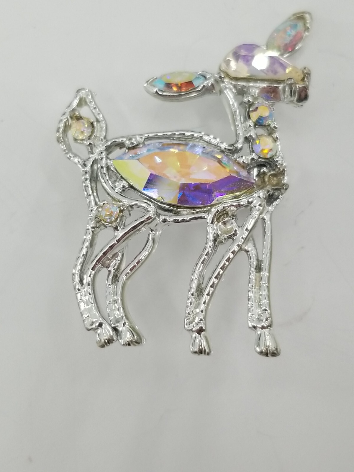 Christmas Reindeer Rhinestone Brooch Pin. See Description Below.