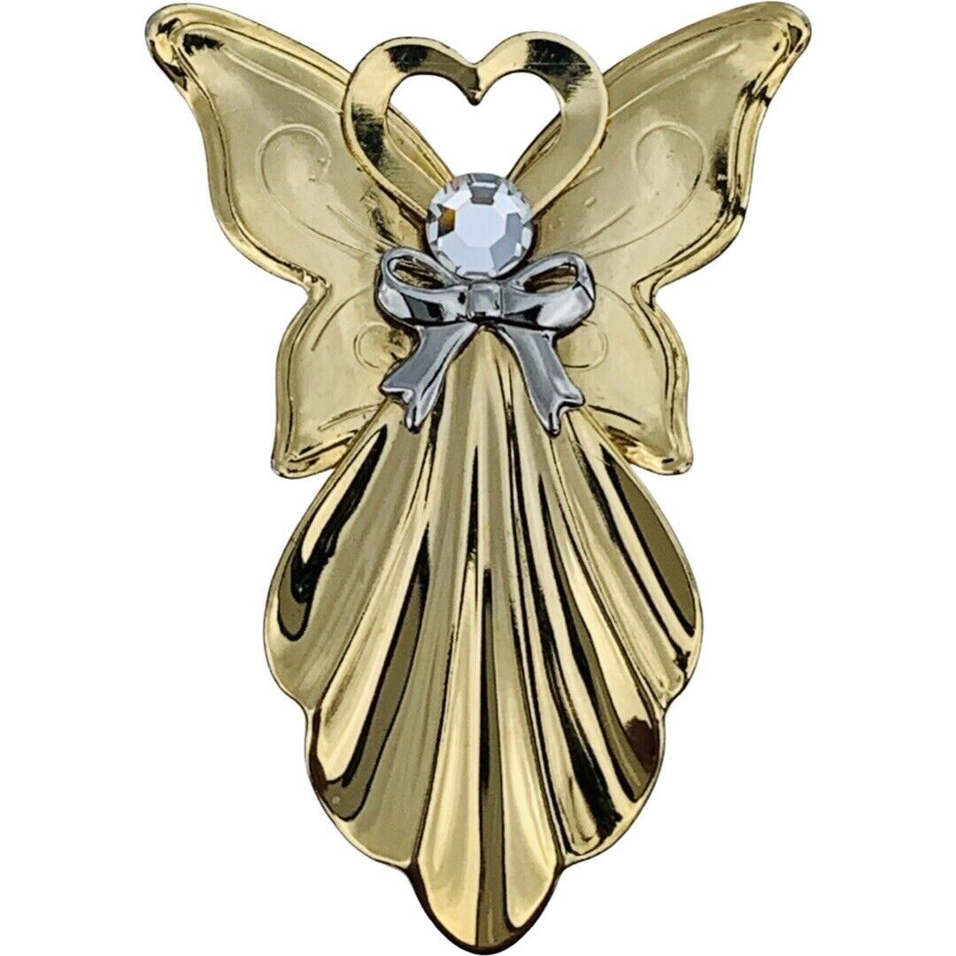 Vintage Angel Brooch 2.5″ Icy Angelcore Love Valentine Signed