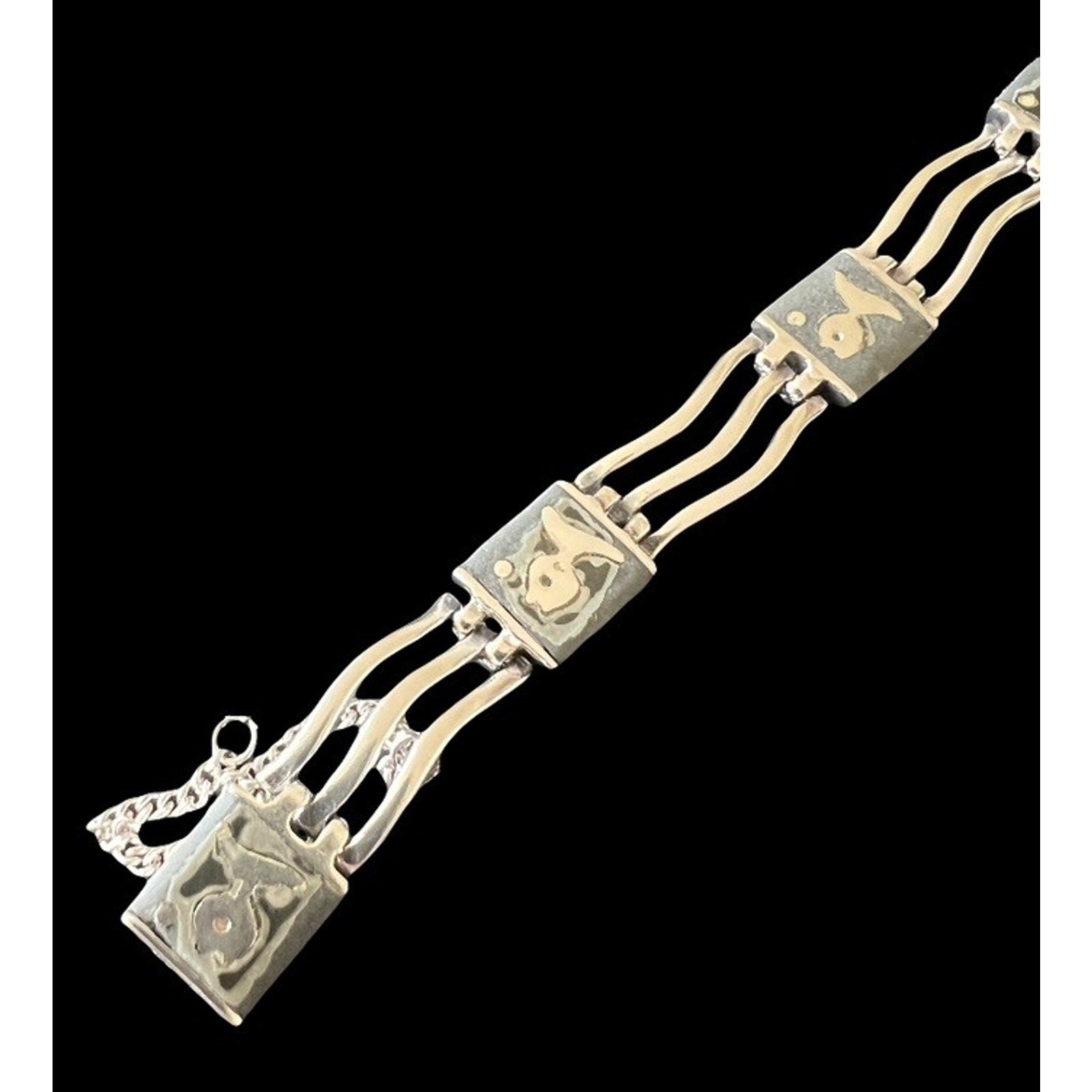 Los Castillo Taxco Mexico Sterling Silver Onyx Onix Negro Pisces Bracelet