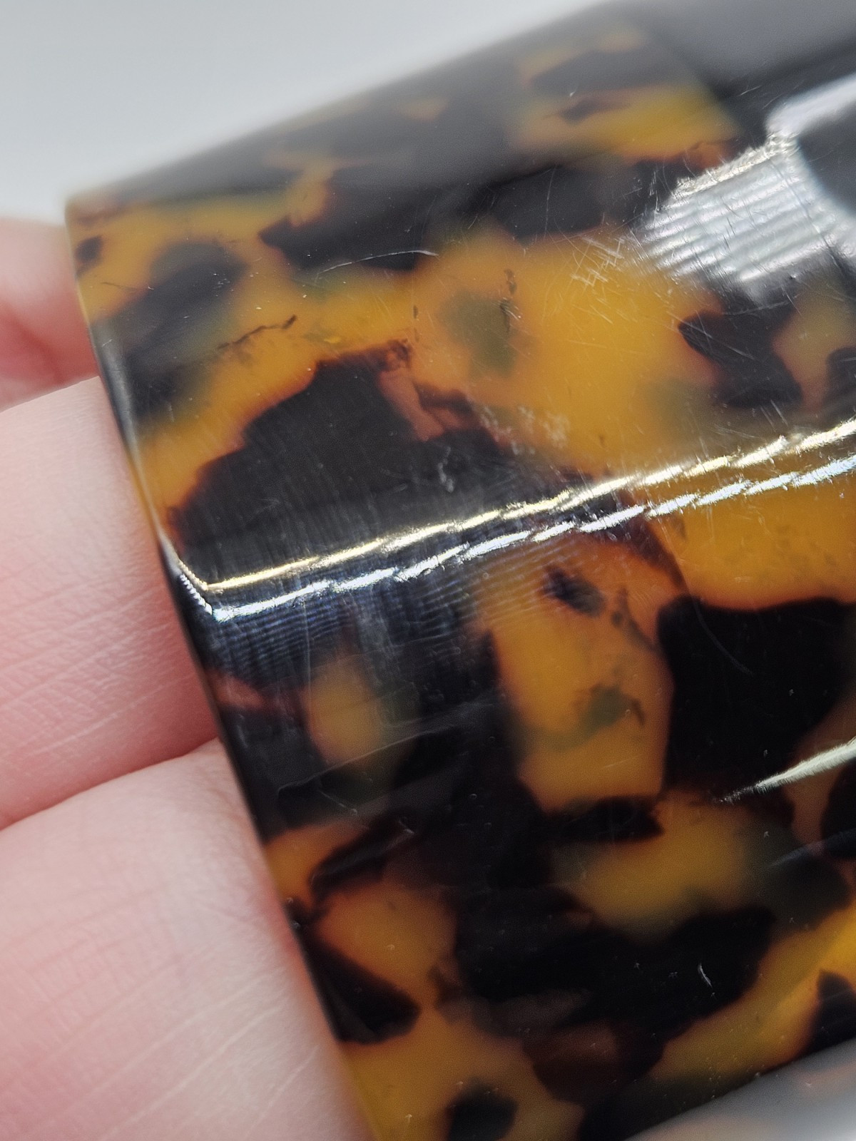 Vintage Faux Tortoise Shell Plastic Acrylic Wide Cuff Bracelet