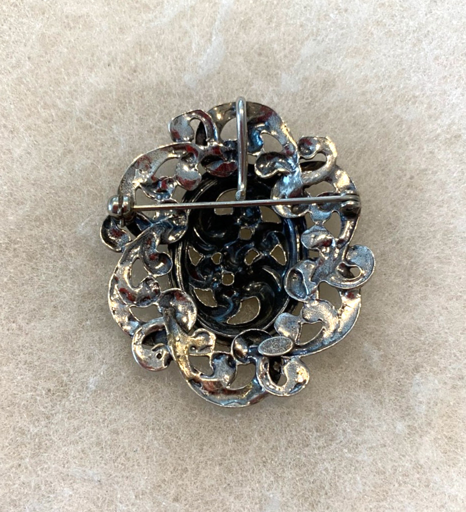 Sterling Danecraft Oval Lacy Design Pin/Pendant 3 1/4 In. Long – 15.1 Grams