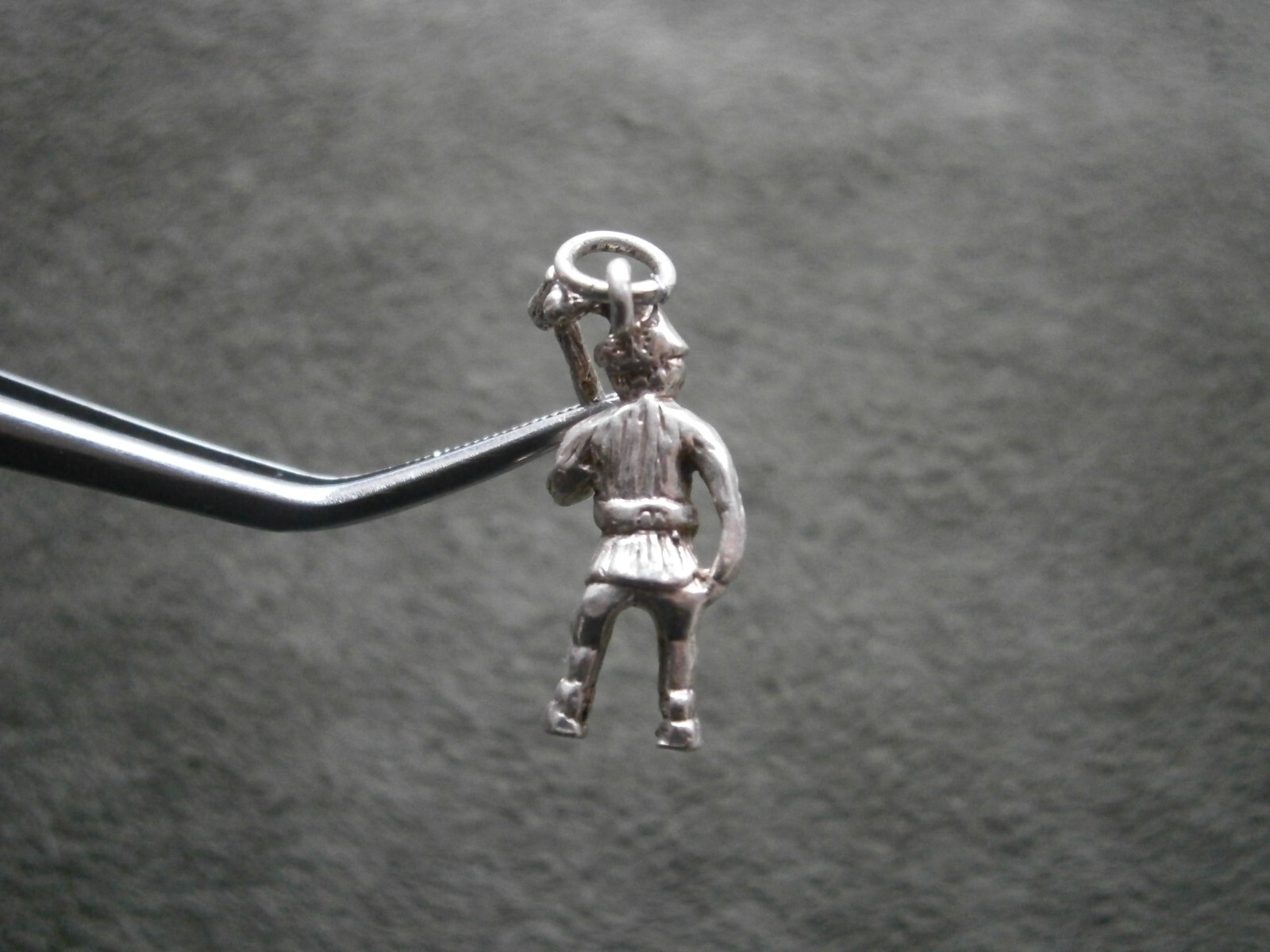Leprechaun with Shillelagh Club Vtg Sterling Silver Bracelet Charm Pendant 2.7g