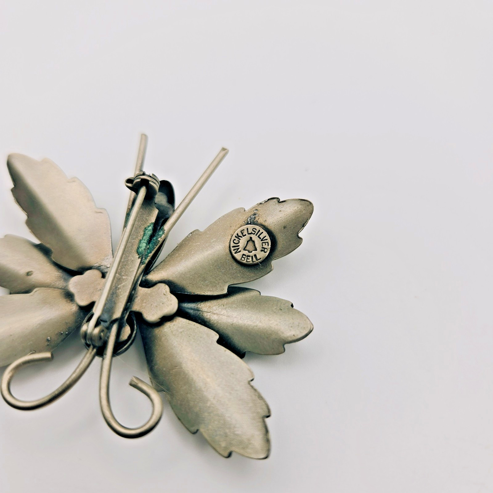 Bell Trading Post 1950s Butterfly Brooch Nickel Silver Vintage Signed Pin MCM
