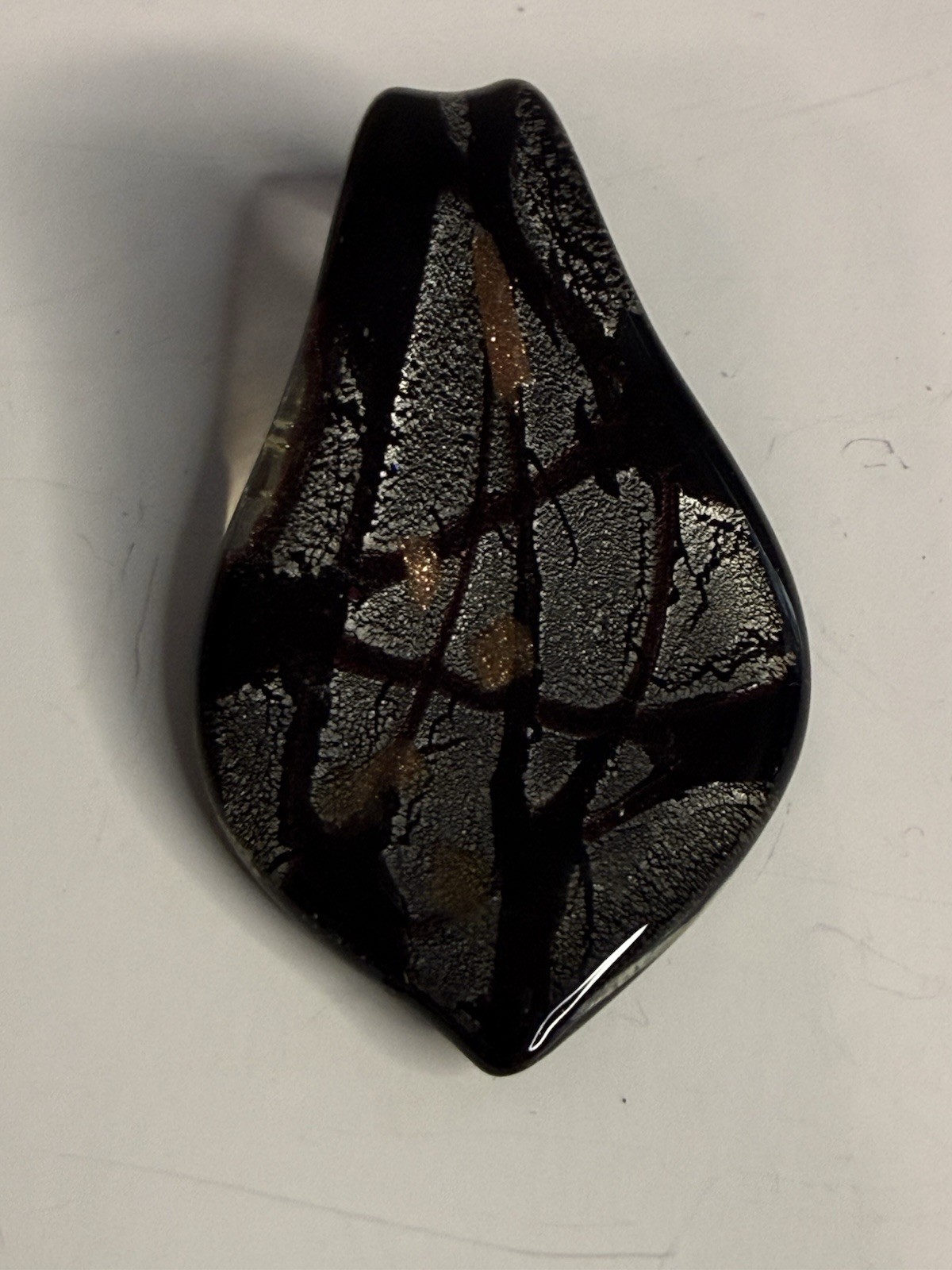 Collectible Pendant Glass Earth Tones Black Gold Gray Rust
