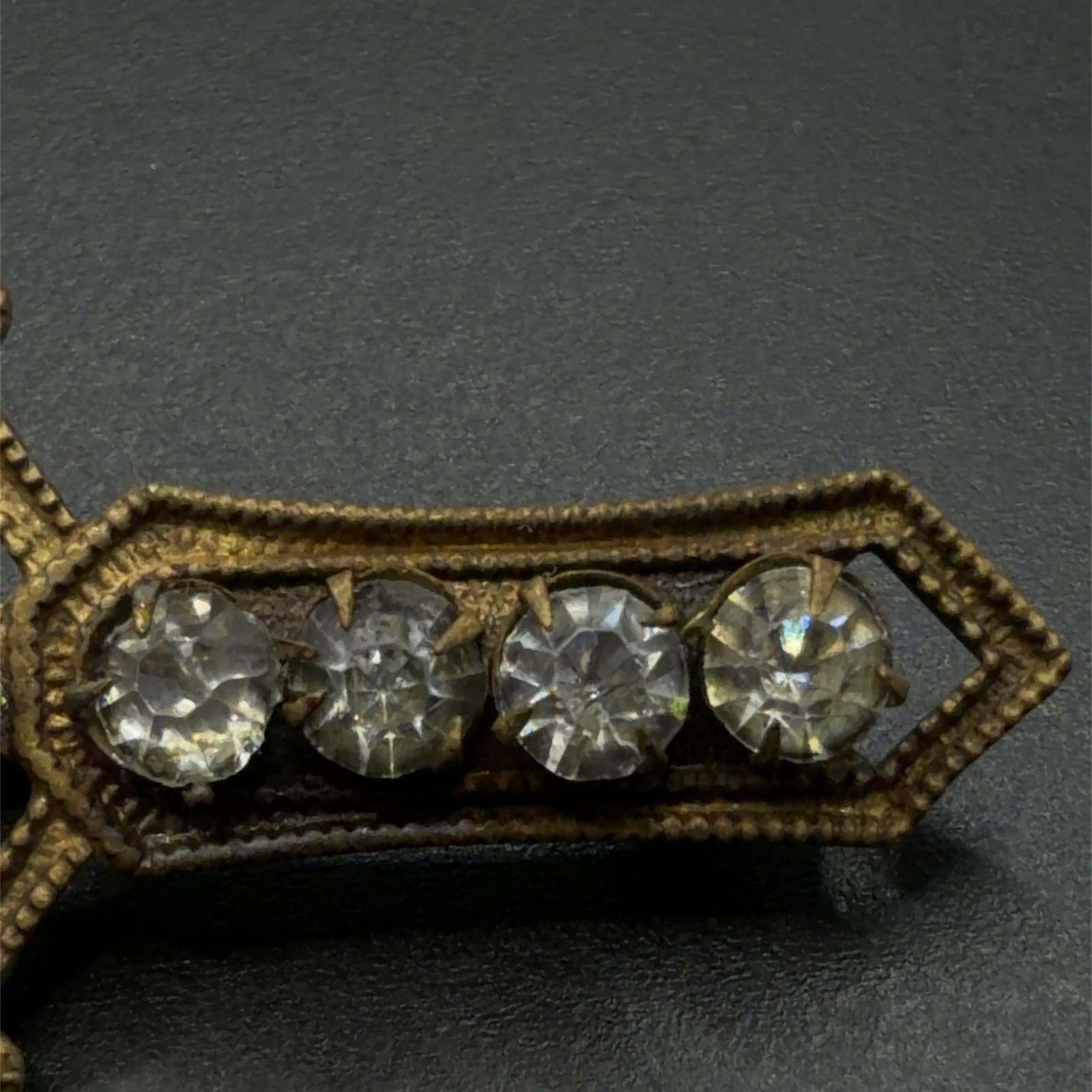 Antique Victorian Gold Filled Rhinestone Brooch