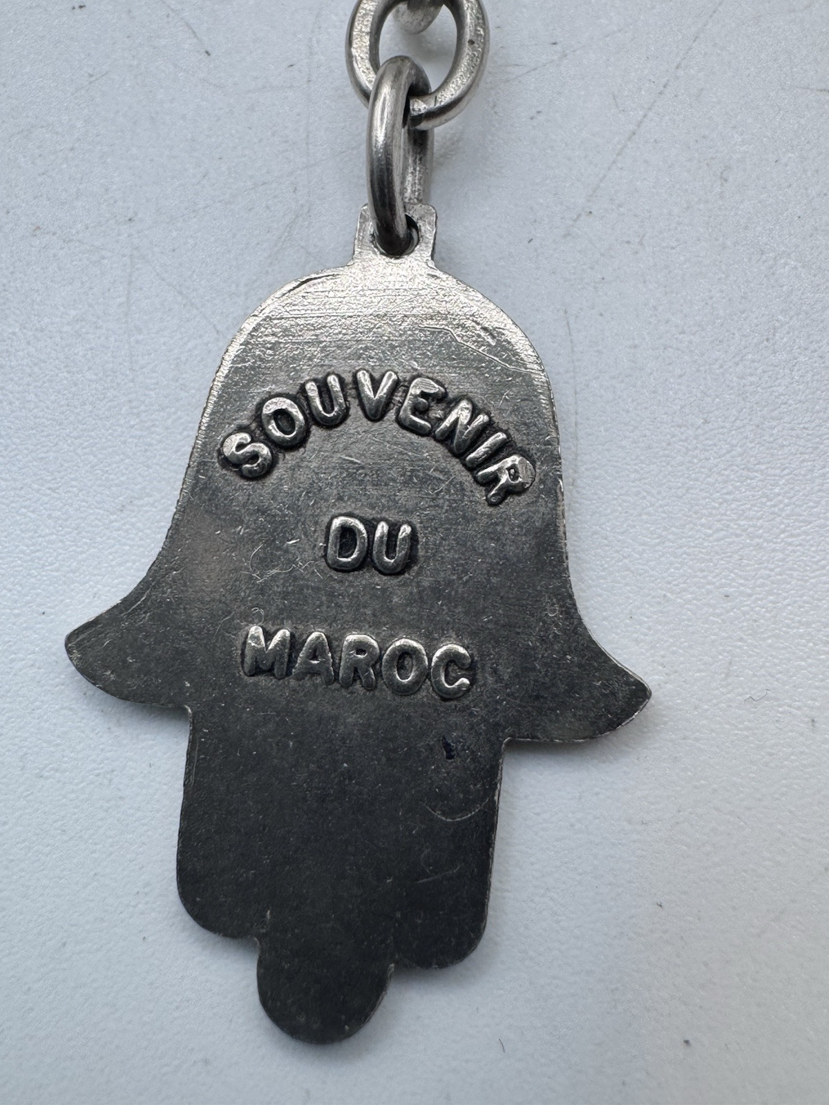 VINTAGE 60’s Silver Tone And Red Cabuchon SOUVENIR DU MAROC Moroccan Hamsa Hand
