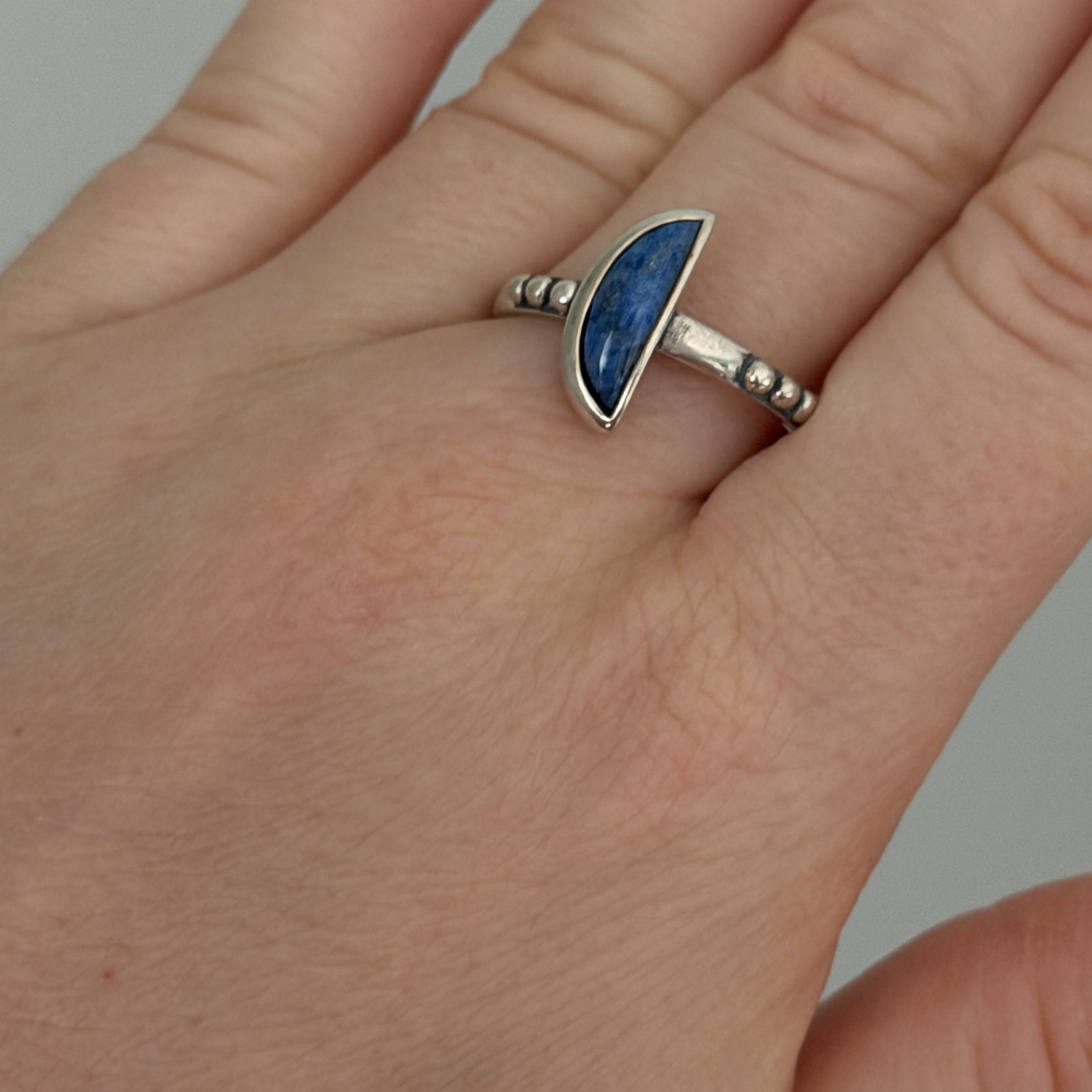 Vintage Carolyn Pollack 925 Sterling Silver Lapis Lazuli Moon Celestial Ring 9