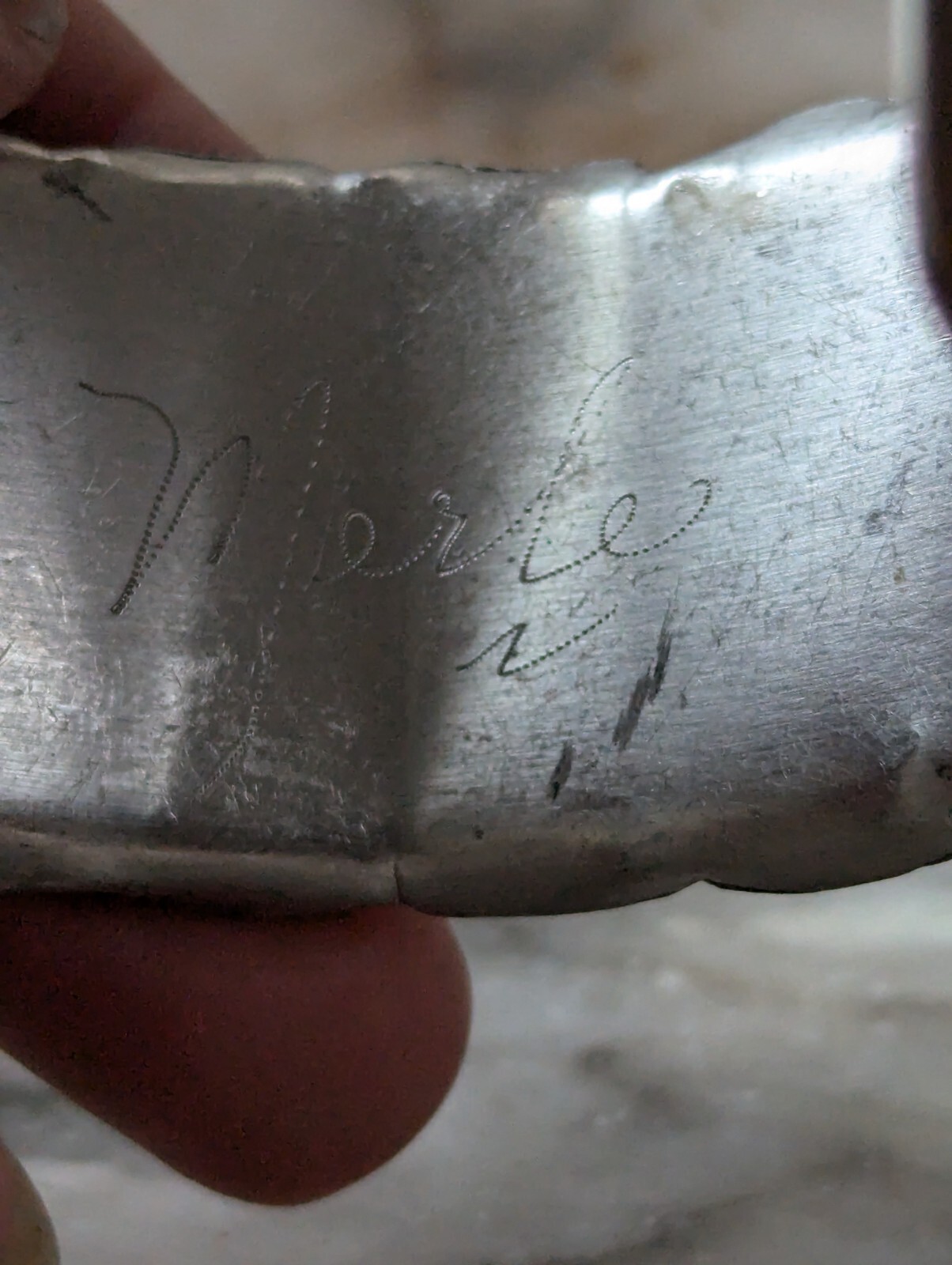Vtg Merle House Metalwork Aluminum Cuff Bracelet Statement Artisan Jewelry USA