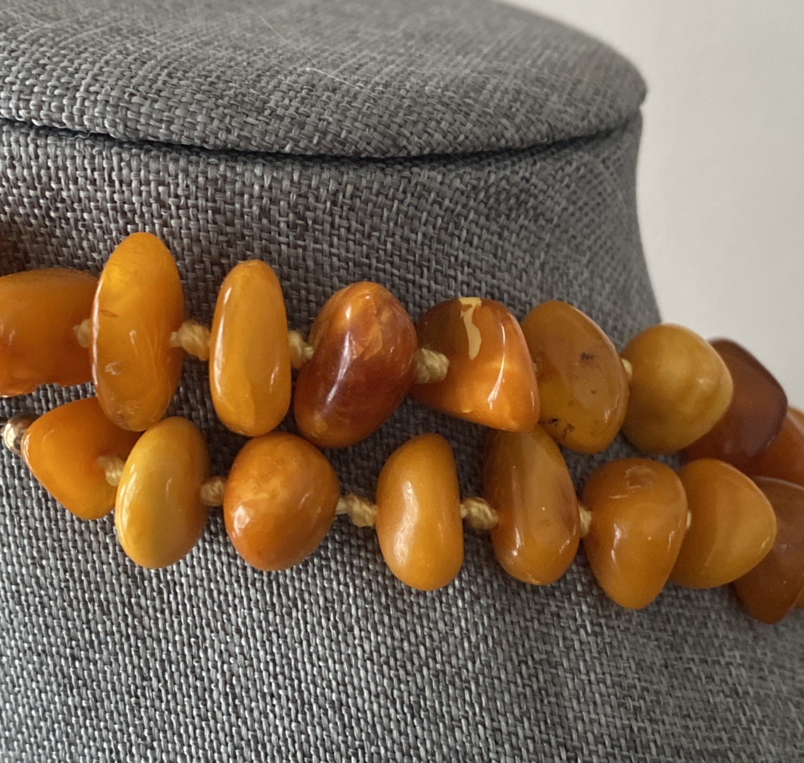 Antique Butterscotch Eggyolk Nugget Genuine Baltic Amber Necklace 126 Grams