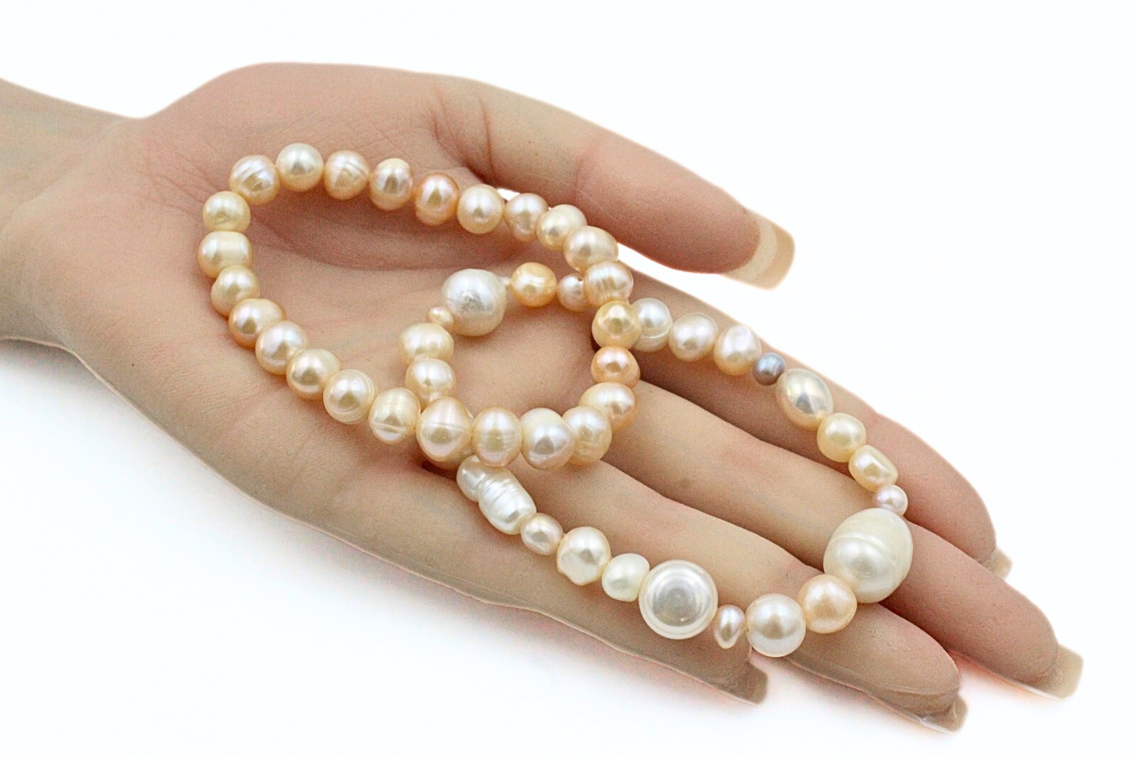 Stunning Classic HSN Keshi Champagne Freshwater Pearl Stretch 2 Set Bracelet
