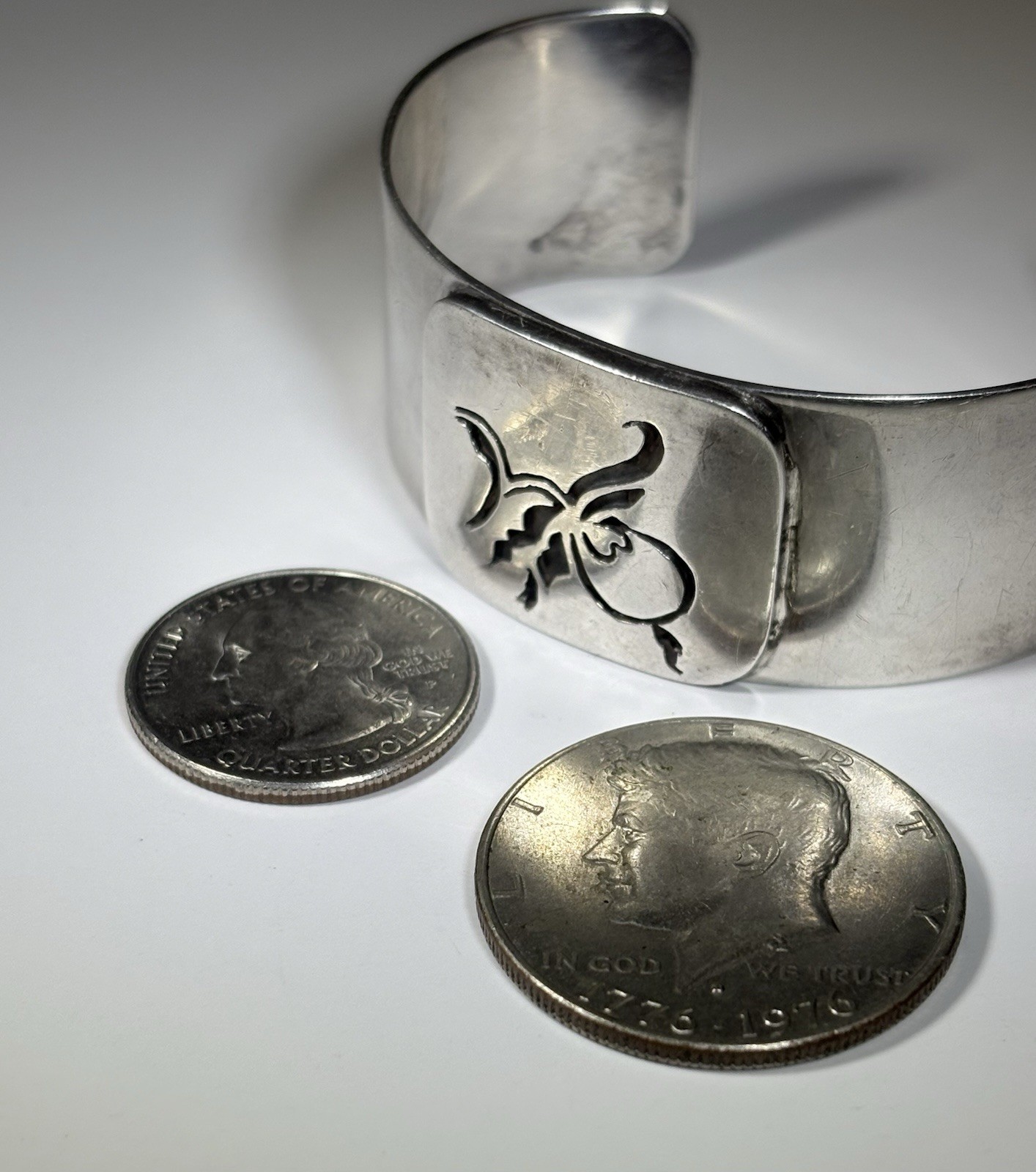 VTG 70s Sterling Silver Cuff Bracelet Bill Roach ROACH2 Abstract Modernist Art