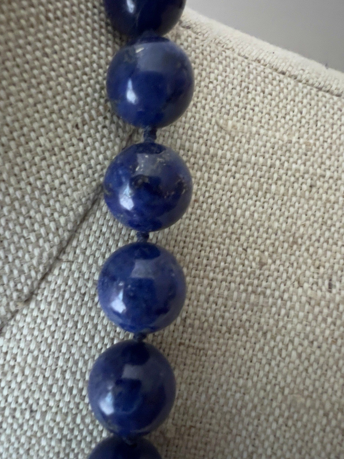 Vintage Lapis Lazuli and 14K Beads Hand Knotted 30” Necklace With Figural Beads