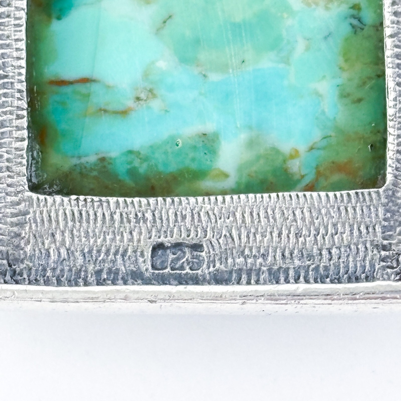 Vintage Sterling Silver Leather Cord Composite Turquoise Pendant Necklace 15.5″