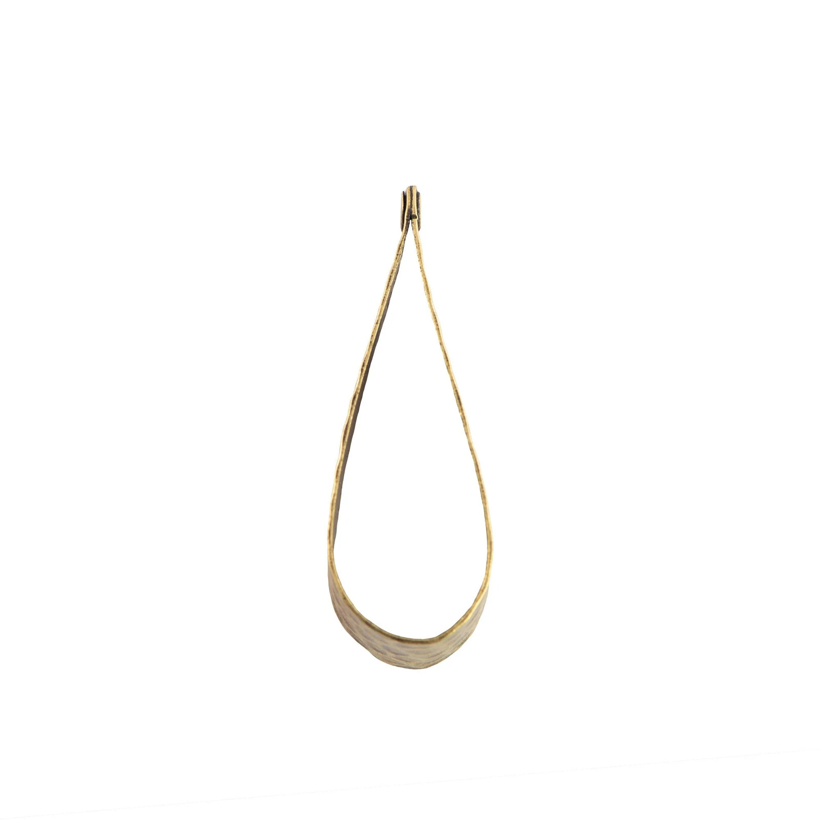 1 Hole Brass Ox Small Hammered 3D Teardrop Hoop Pendant 39x13mm (2)