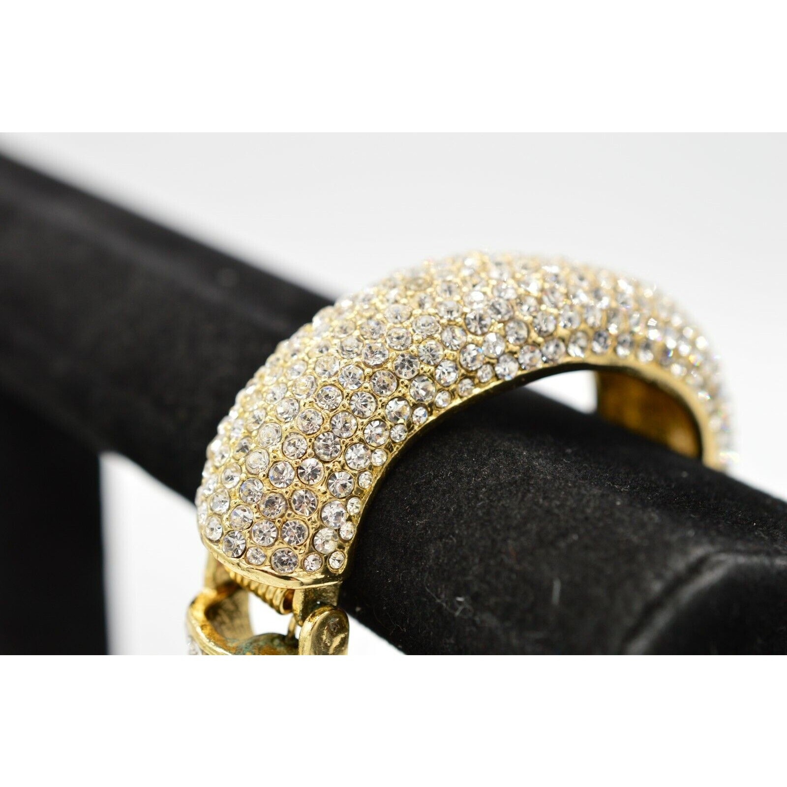 Amrita Singh Chunky Bangle Bracelet Sparkling Rhinestone Crystal Signed BinO