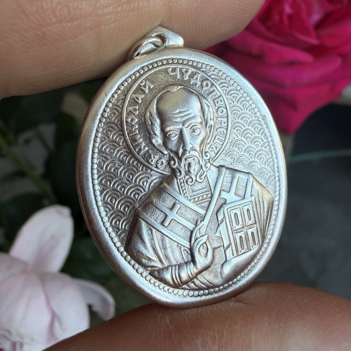 Vintage Pendant Icon Saint Nicholas the Wonderworker Sterling Silver 925 Jewelry