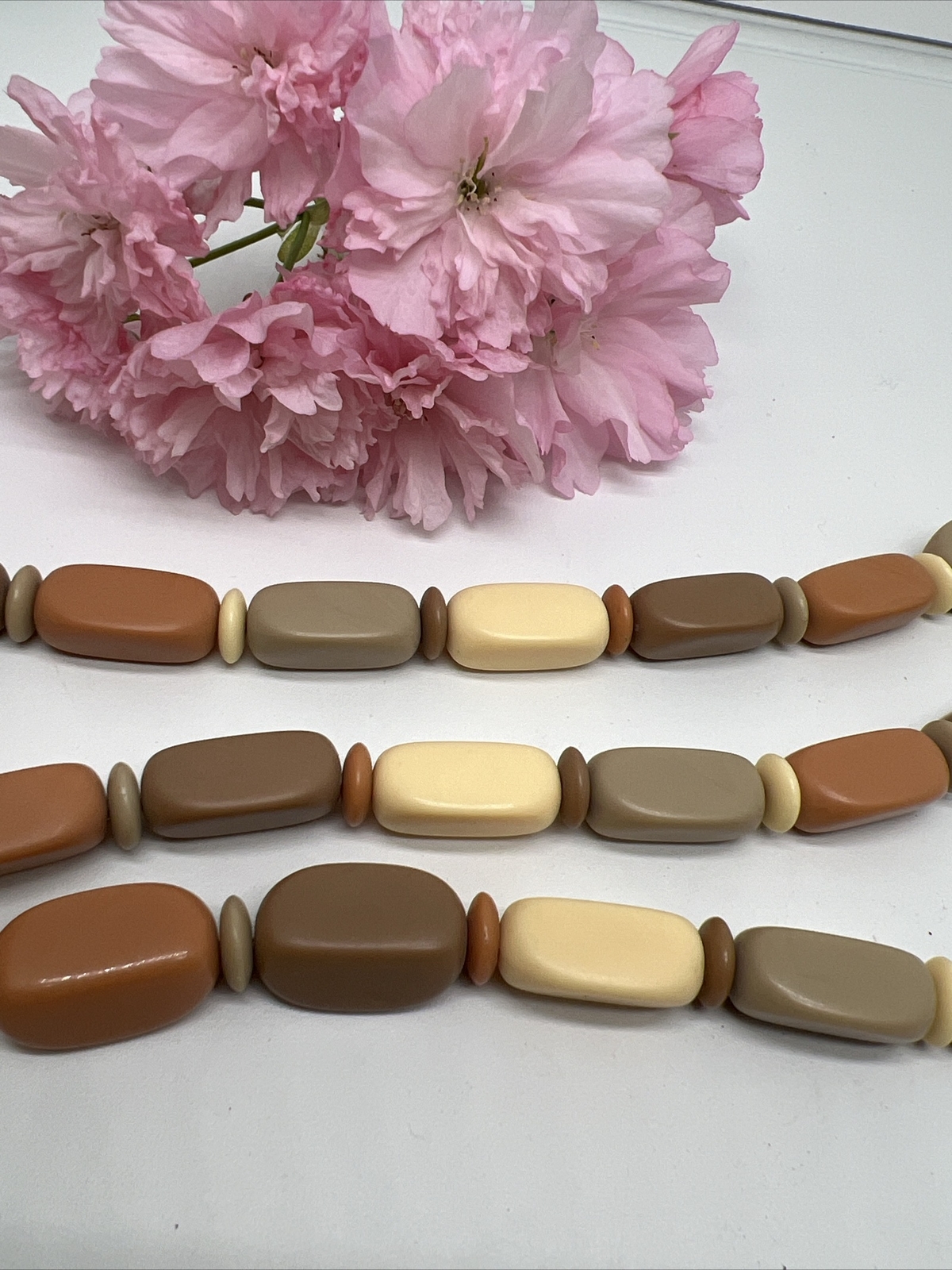 Vintage 1985 Napier Earthtones Necklace Bracelet Set Lisa Bertolli Resin Bead