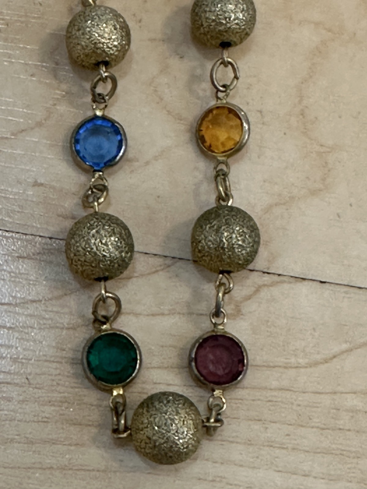 Vintage Austrian Crystal & Gold Beads 35″ Necklace