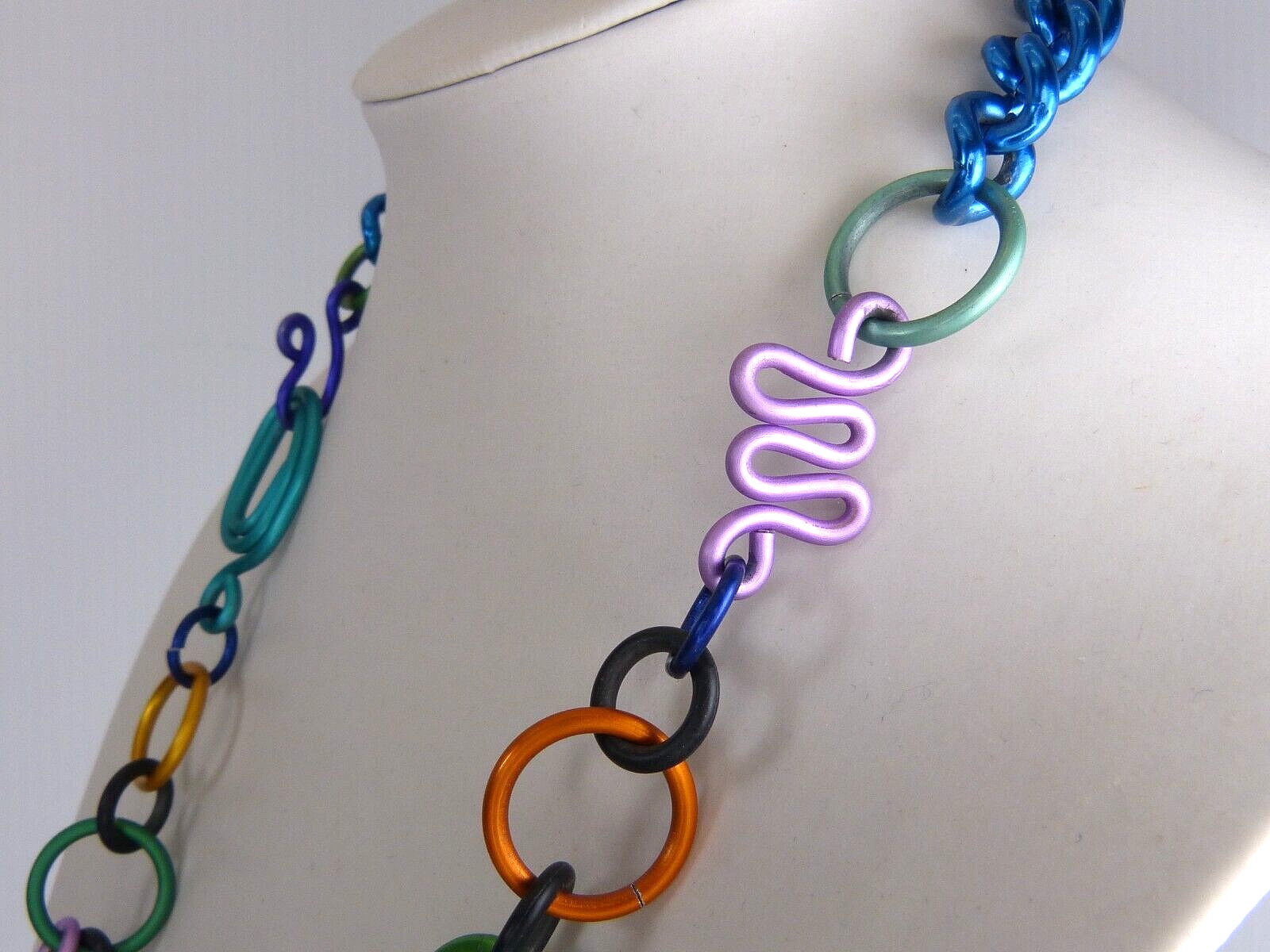 Vintage Multi Color Anodized Aluminum Necklace Estate Find ! Spada ??