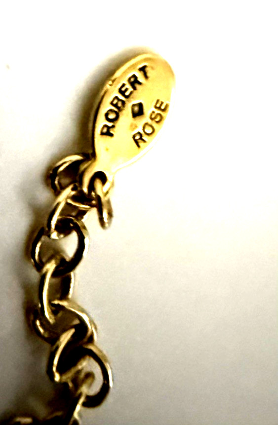 Vintage Robert Rose Gold Tone Amber Honey Beaded Lariat Style Pendant Necklace