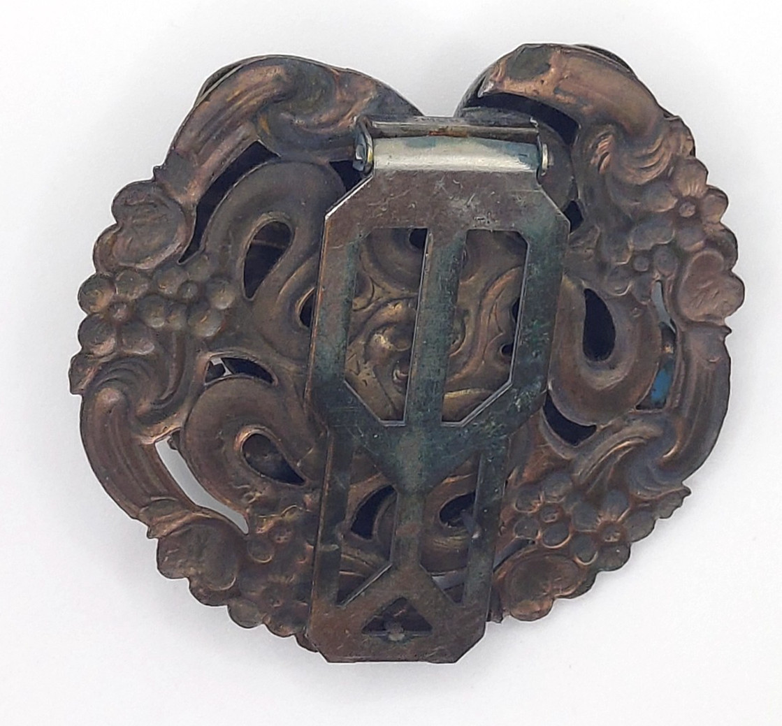 Art Nouveau Czech glass Cabachon Brooch Dress Clip