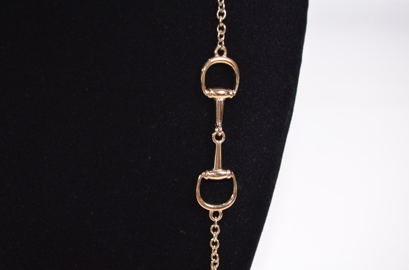 Gold Tone Link Necklace with Large Gold Tone Connecters 32″ No Clasp