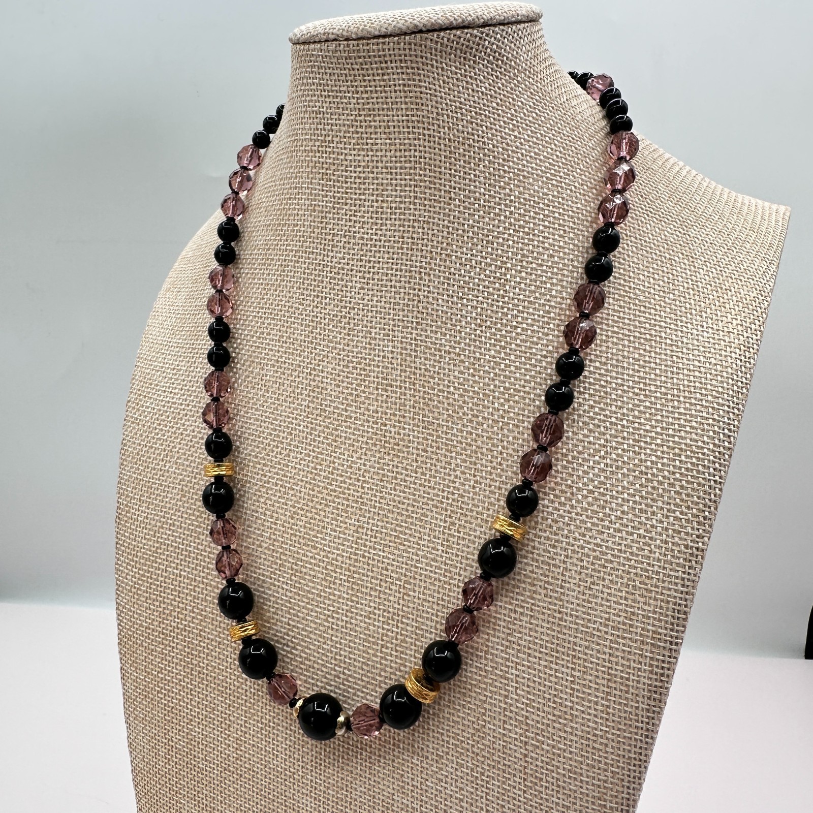 Vintage 90s Gold Tone Beaded Statement Necklace Boho Women’s Classic Jewelry