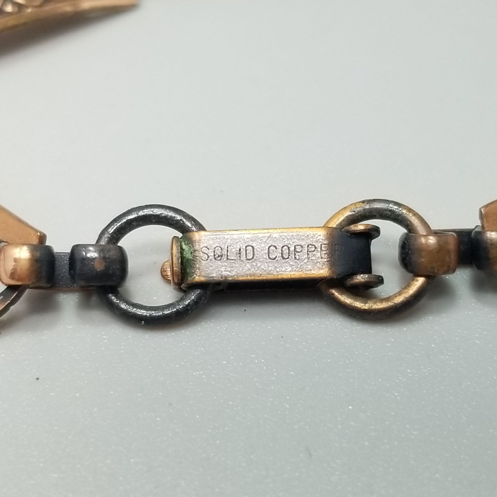 Vintage Solid Copper Heart Pattern 5 Panel Bracelet 7 1/2 Inch Long