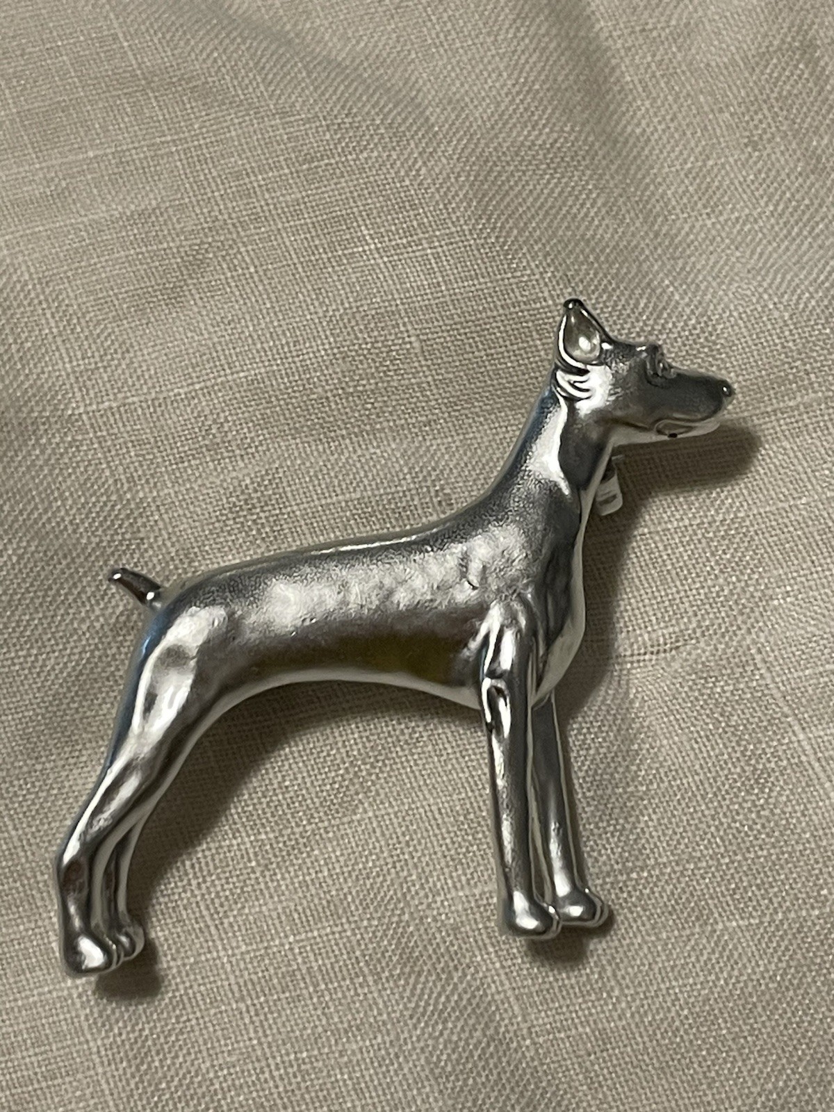 Vintage Signed Gerry’s Silver Tone Doberman Pinscher Dog Brooch Pin Figural