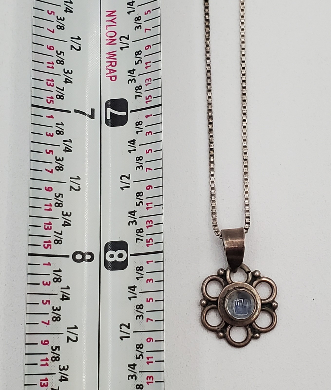 VTG 925 Flower of Life Hippie Pendant Necklace 16in Sterling Silver 4gtw Italy